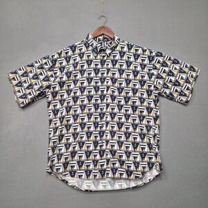 Natural Issue Men's Short Sleeve Button Up Sailboat‎ Anchor Shirt Size Large